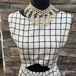 Chic Black and White Grid Dress